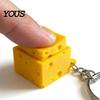 PLA Cheese Clicker Simulated Fidget Keychain, 3D Printed Cube Finger Clicker, Anxiety Stress Relief Push Button Toy for Office Classroom