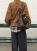 Korb-Tragetasche aus pflanzlich gegerbtem Rindsleder: Runde Ring Schulter Crossbody Tasche