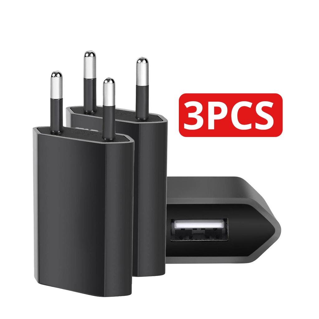 1-5Pcs Black Universal 5W EU Plug Travel USB Wall Charger 5V/1A Rapid Charging For iPhone 7 8 Plus Redmi Phone AC Adapter