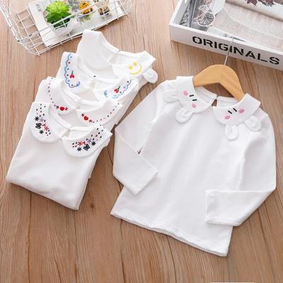 Tricou pentru fete de primăvară, toamnă, pentru copii mici, școală, tricou pentru copii, tricou brodat cu mânecă lungă pentru fete, bluză albă, tricouri pentru bebeluși