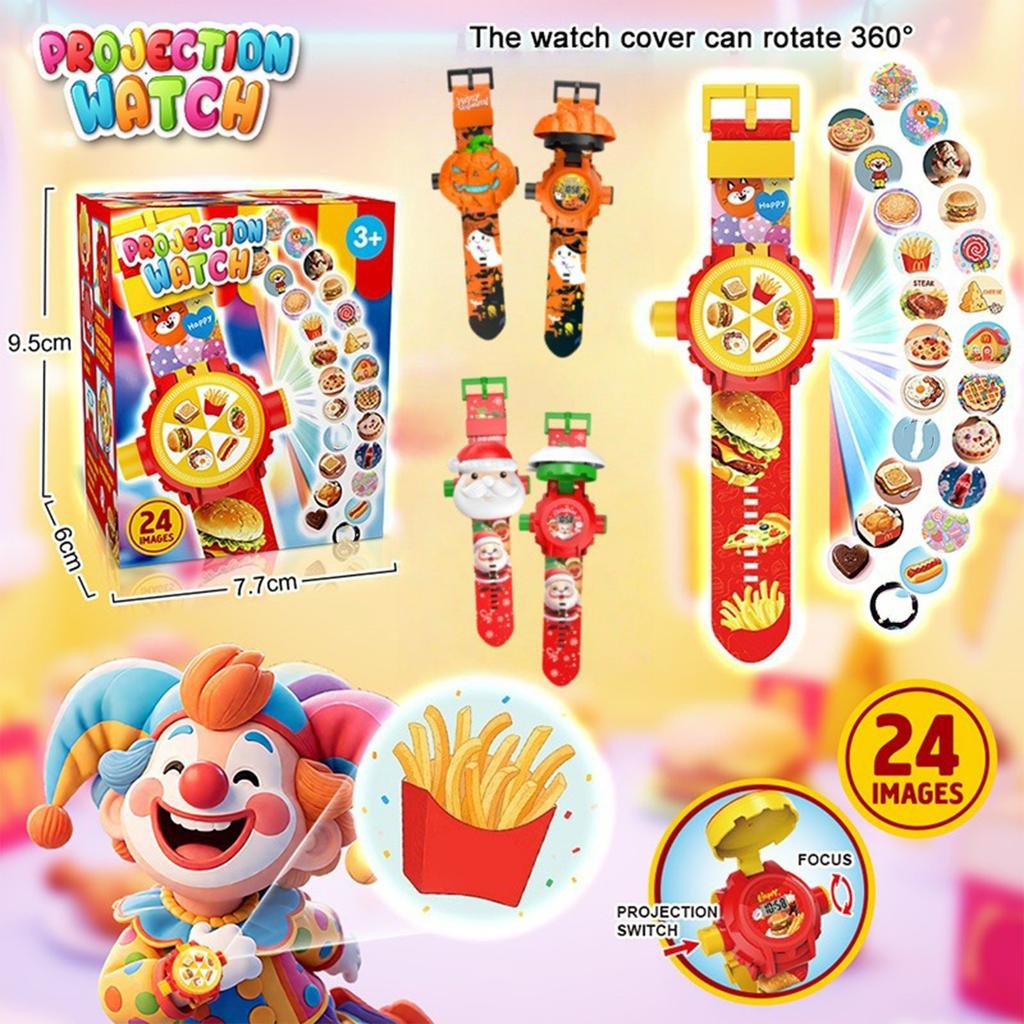 Projection Children's Watch Educational Electronic Luminous Toy Cute Gift Food