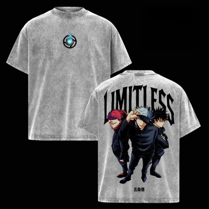 

Gojo Satoru Itadori Yuji Printed Tee Anime Jujutsu Kaisen Tshirt Men Women Retro Washed T-shirts Harajuku Male Cotton T Shirt XXL