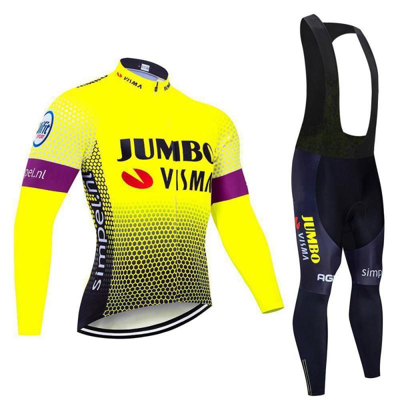 Mens Long Sleeve Cycling Jersey Set Breathable Quick Dry Performance Bike Wear Road