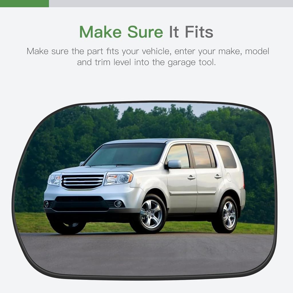 SCITOO Side View Mirror Glass Driver Left Side Fit For 2003-2008 For HONDA PILOT W/O HEATED Chrome Flat Replacement Exterior Mirror Glass