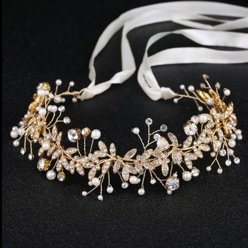 

Новый ободок с кристаллами и цветами, ободок с бантом из ленты для невесты, свадебные аксессуары для волос, ободки с жемчужными цветами, женские головные уборы