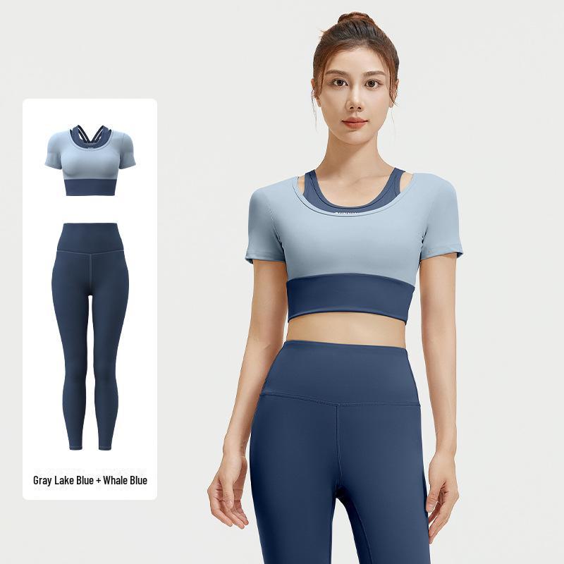 Juyitang Two-in-One Colorblock Yoga Suit - Bra-Free Fitness Apparel