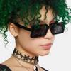 Women Sunscreen Glasses Square Trendy Sunglasses Retro Street Photo Holiday Fluorescent Green Fashion Small Frame Sun Glasses