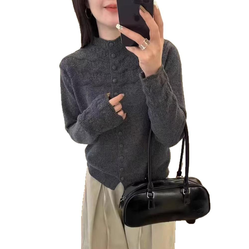 Feen-Stil Offener Halbrollkragen Pullover Damen Herbst/Winter Weicher Stil Strickmantel mit Lockerem und Dünnem Design, Geeignet zum Lagenlook.