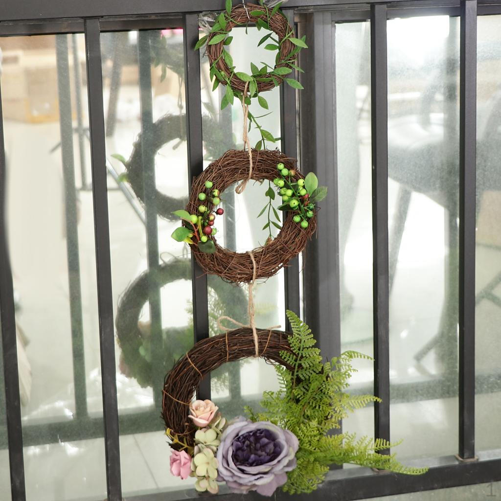 Triplet Simulation Floral Door Wreath Artificial Peony Rattan Garland for Home Wall Garden Wedding