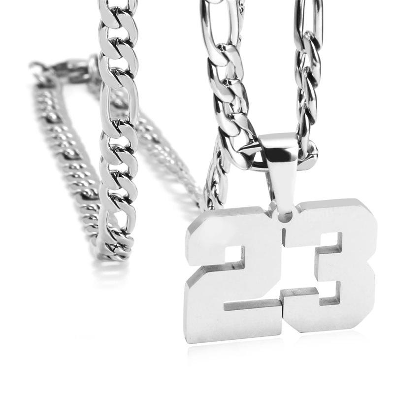 Men's Athlete Stainless Steel Sports Digital Necklace Baseball/Basketball/Soccer Team Inspiration Jewelry Spot