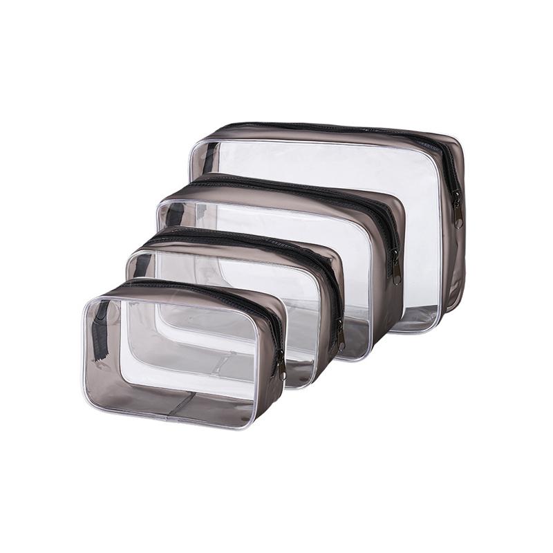 4 Pcs Clear Travel Toiletry Bag Makeup Bag with Zipper PVC Waterproof Travel Wash Bags Portable Storage Bag Cosmetic Bag Set