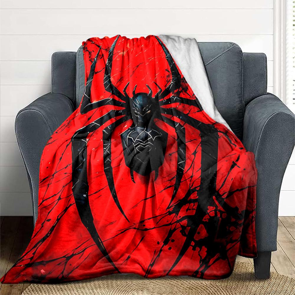 1pc Spider Symbol Blanket, Lightweight Flannel Throw Blanket for Sofa, Bed, Travel, Camping, Living Room, Office, Couch088