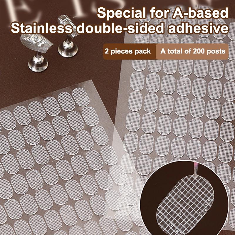 200 Peças/2 Folhas Fita Adesiva Dupla Face para Unhas Ferramentas para Suporte de Exibição de Unhas Postiças Tira Adesiva de Manicure Exibição de Unhas Sem Marcas