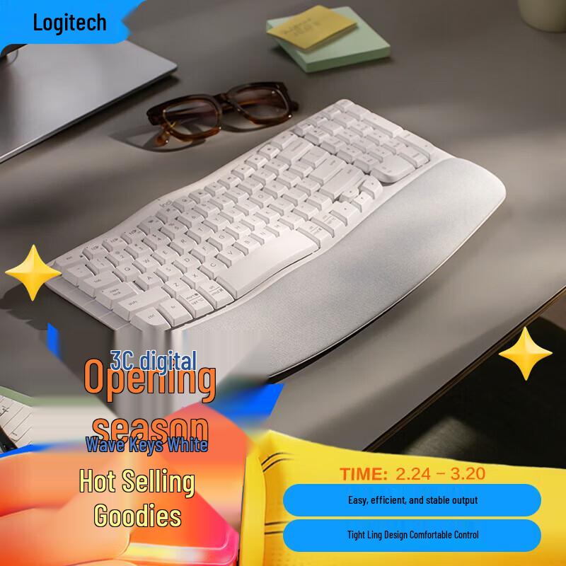 

Logitech Wave Keys Ergonomic Wireless Keyboard - White