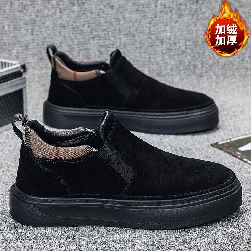 Shoes winter new black chef board shoes velvet warm casual sports cotton shoes