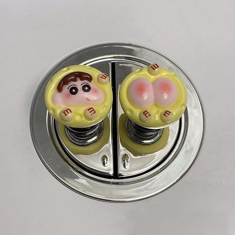 

Мультяшная кнопка для унитаза, избегайте прикосновений, длинный маникюр, специальный универсальный переключатель смыва, ручка для крышки унитаза, туалетные принадлежности жёлтый