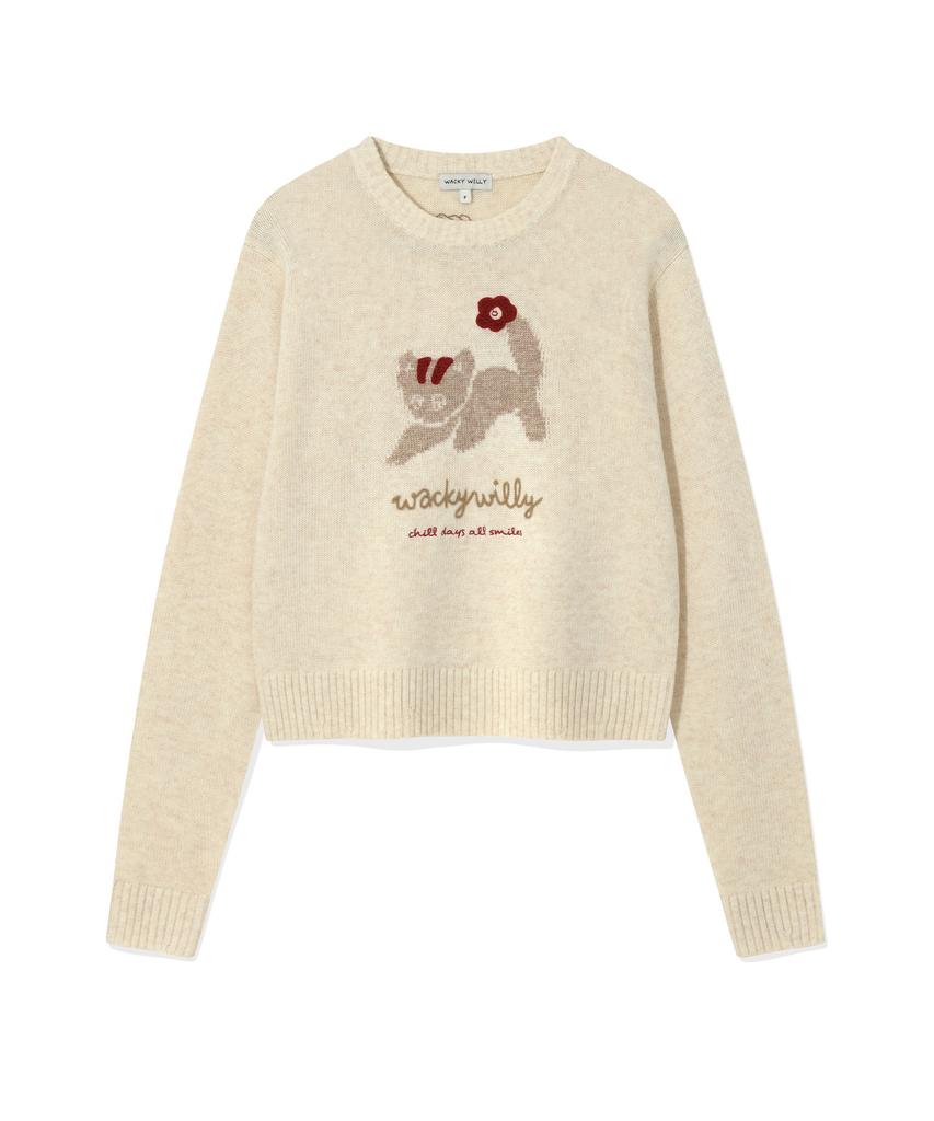 WACKY WILLY Women'S Leo Graphic Grunge Pullover Cream