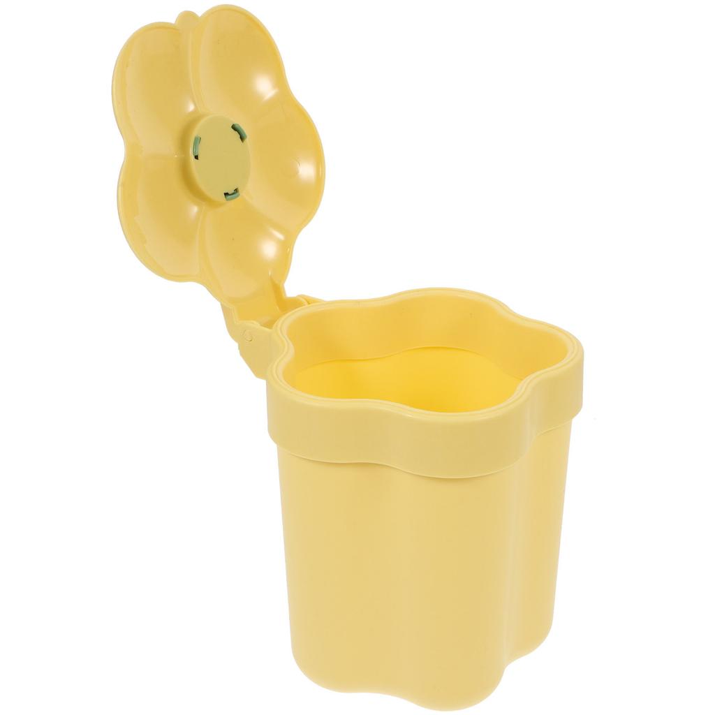 Decorative Desktop Trash Bin Small Plastic Rubbish Bin with Lid for Office Study Kitchen Bathroom Bedroom Home Convenient