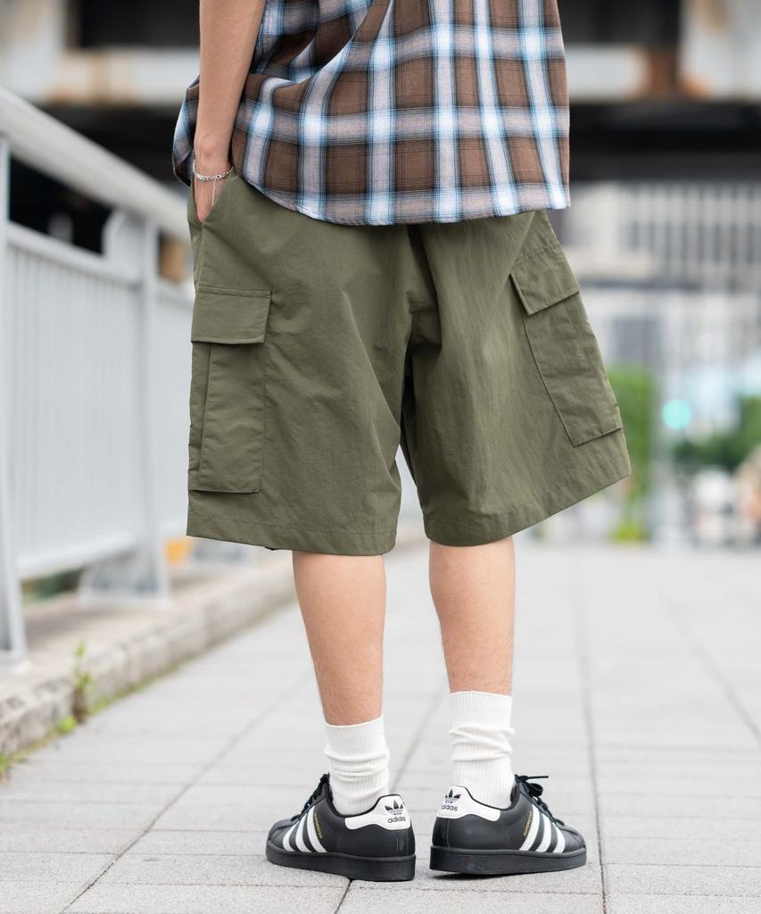 WEGO Nylon Easy Baggy Cargo Half Olive Men's Shorts, Pants,
