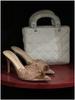 2026 Summer Champagne Gold Embroidered Pointed Toe Mules: Women's One-Strap Thin Heel Sandals
