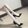 New Fashion women's shoes Sexy black high heels Sharp pointed suede pumps Elegant Shallow Mouth Etiquette Shoes Mujer Zapatos