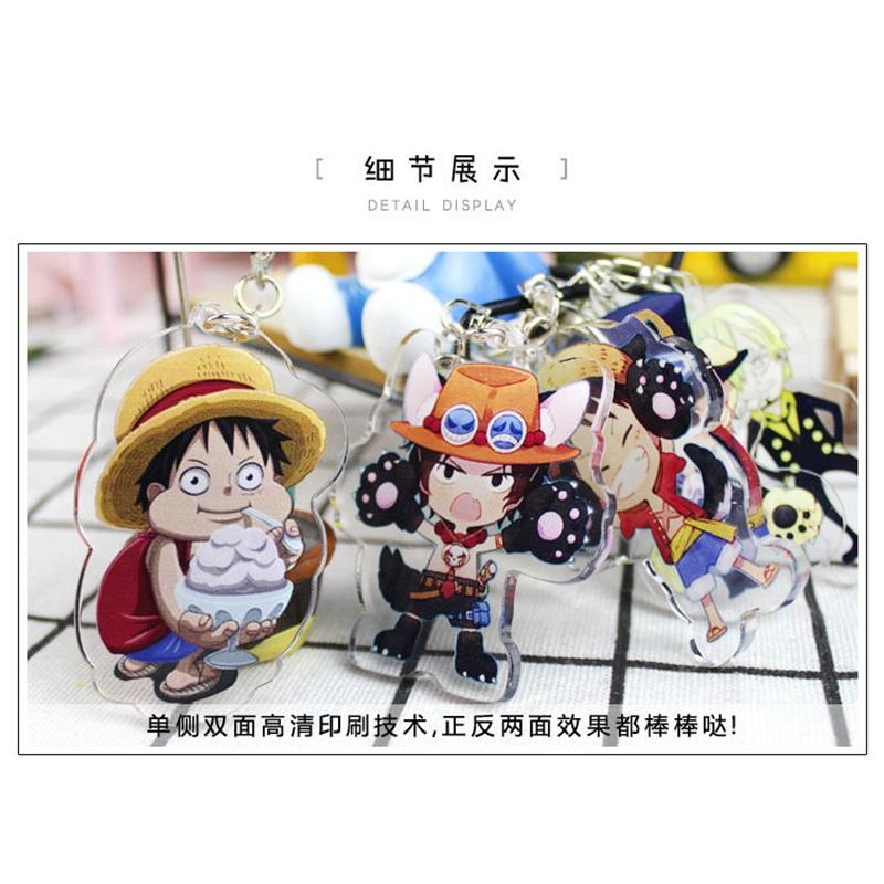 One Piece Keychain Pendant Anime Luffy Dragon Navigation King Surrounding Double Sided HD Bag Pendant Gift