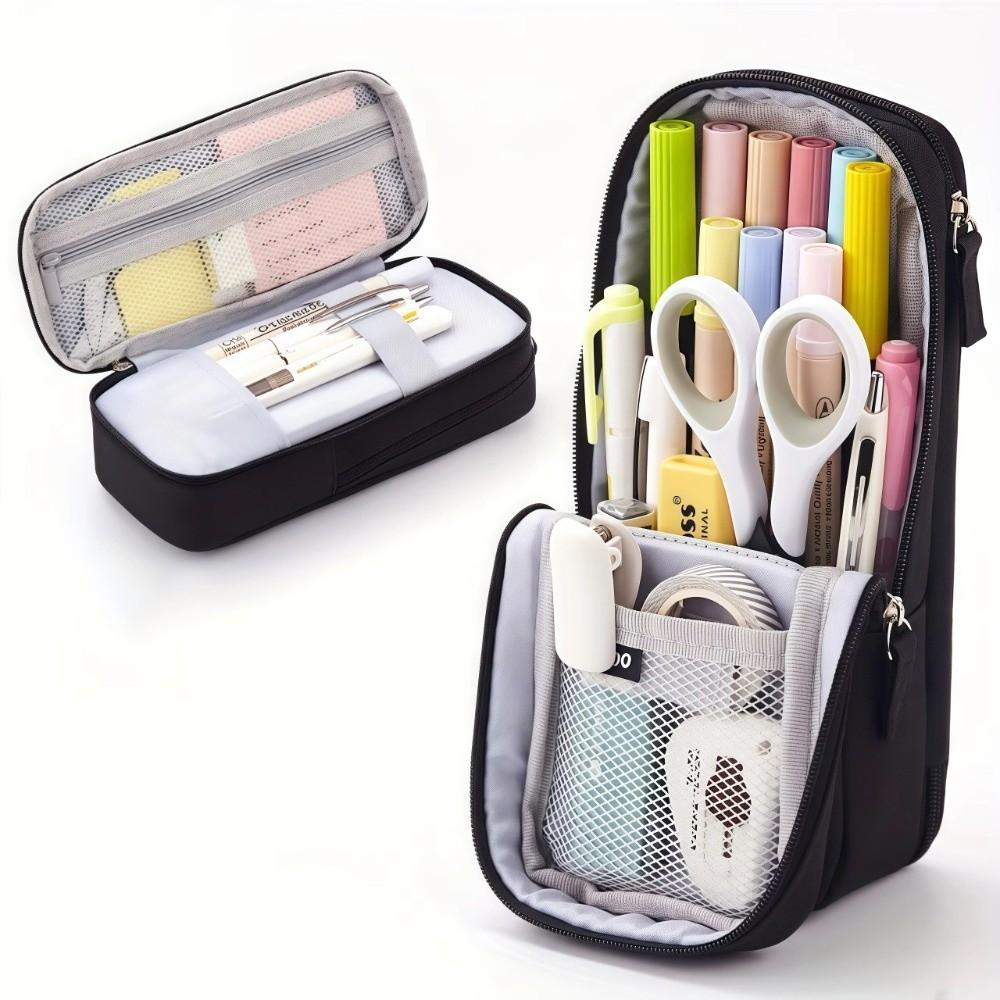 Double-layer Pen Bag Foldable Pencil Pouch New Pencil Case  School Office