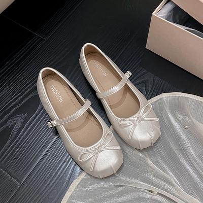 Fashion French Mary Jane Shoes Women's Summer 2025 New with Skirt Bow Flat Strap Single Shoes