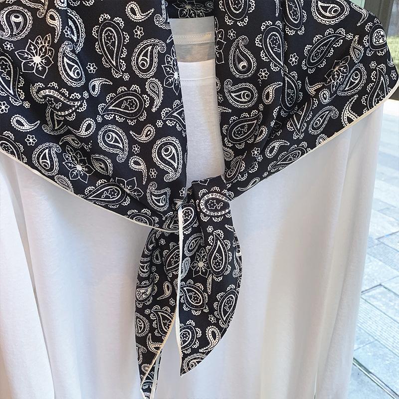 Spring and Autumn Premium Triangle Scarf Double Layer Satin Korean Edition Small Shawl Silky Smooth Foreign Style Neck Protection Silk Scarf Scarf