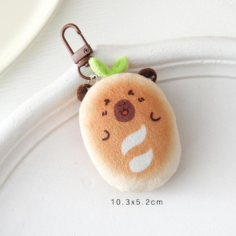 Creative Soft Stuffed Burger Animal Capybara Plush Doll Key Chain Toy Cartoon Bag Car Pendant Toast Keyring