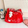 Cute versatile red casual new lazy wind tote bag large capacity shoulder bag