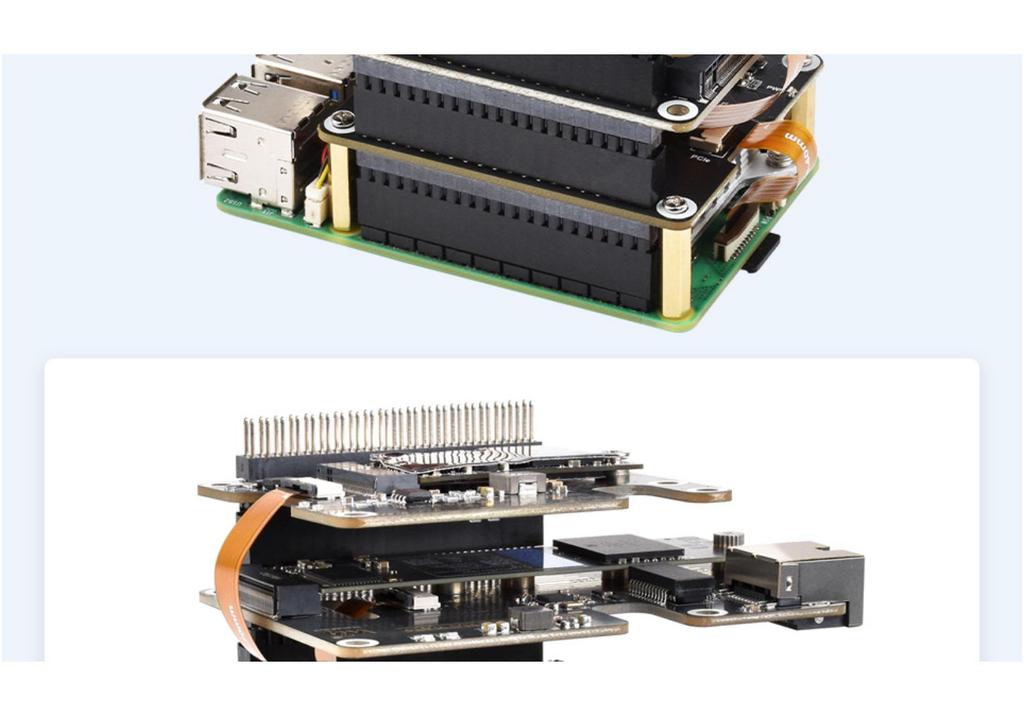 Raspberry Pi 5 Dual PCIe Expansion Board: Stackable 1-to-2 PCIe Interfaces with Multiple HAT Module Support
