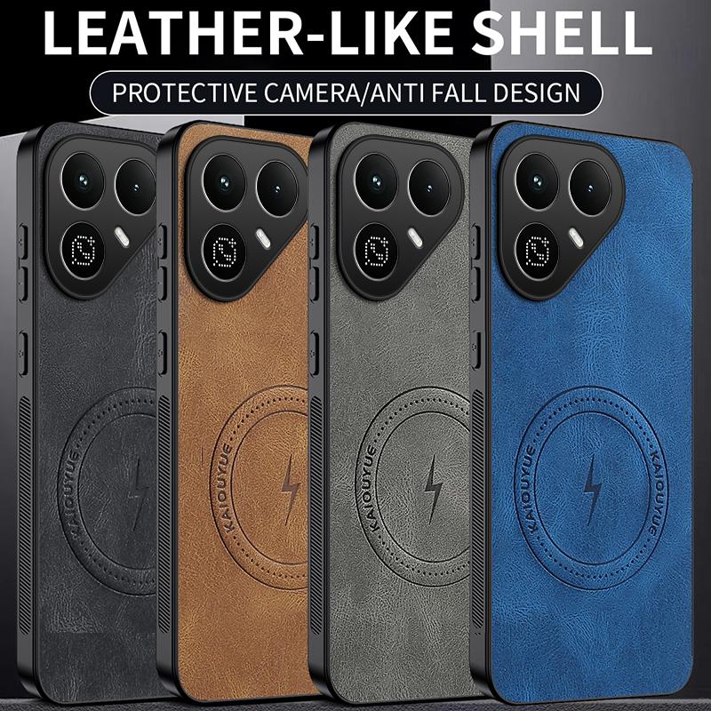 Leather Texture Wireless Charging Magnetic Case For Tecno Pova 8 Pova8 5G ShockProof Phone Cover