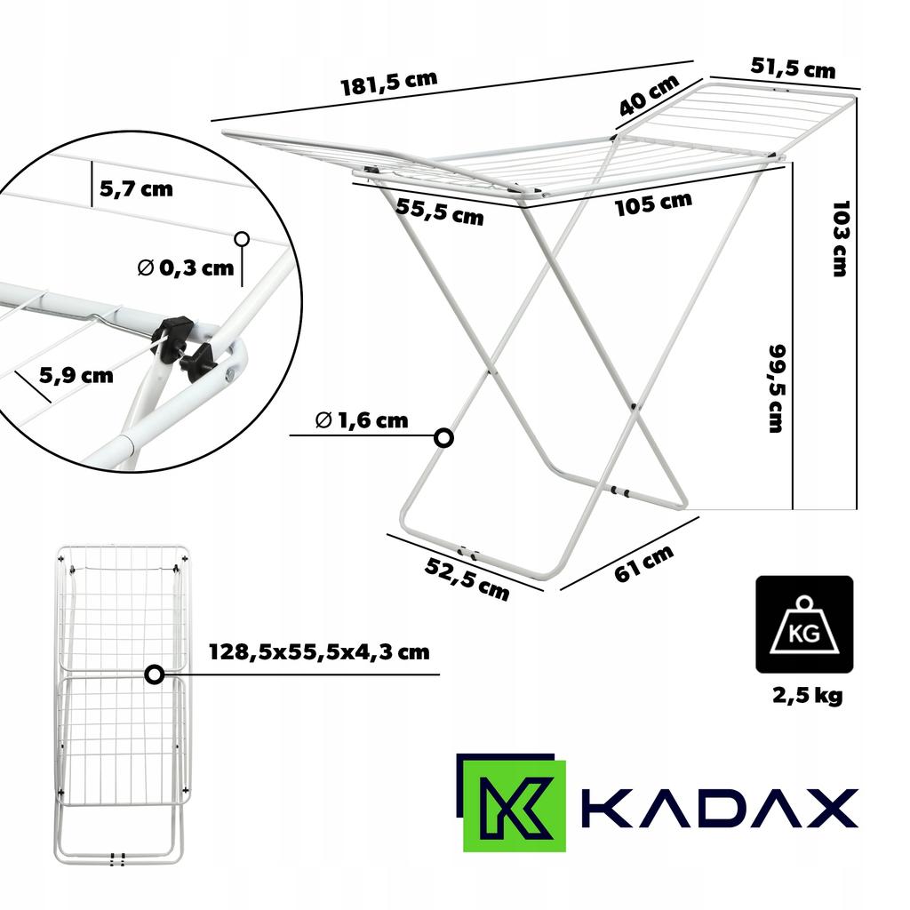 KADAX Standing Clothes Dryer Stable 181cm Folding for Underwear Large