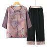 Summer 2026 New Chinese Style Outfit: Two-Piece Shirt and Trousers Set for Middle-aged and Elderly Women