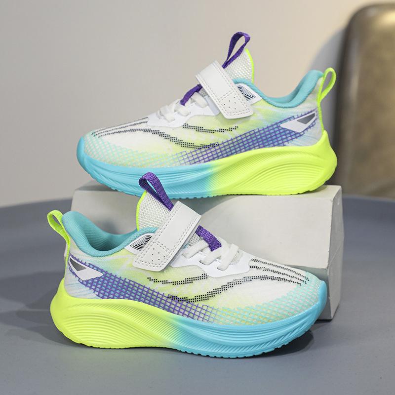 Boys' sports shoes thick-soled shock-absorbing Velcro mesh breathable fashion versatile teenager primary school students running shoes men