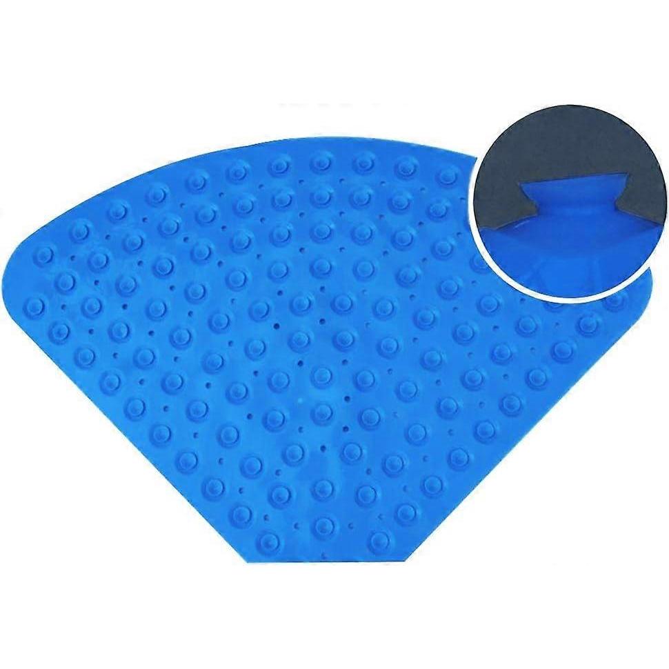 Shower Mat Section Triangle Clear, Non-Slip and Anti-Mildew with Massaging Effect and Drainage Hole for Corner Shower or Bathtub, PVC, Blue, Small