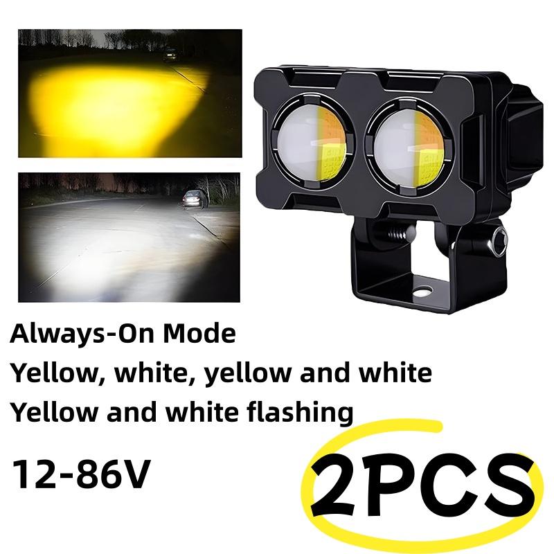 1/2Pcs Dual Color Motorcycle Headlight Fog Lamp Motorcycle Led Fog Lights Double Led Mini Driving Light