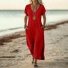 Casual V Neck Midi Sundresses for Women Loose Fit Dresses for Women Comfortable Summer Dresses Boho Dresses for Women 2026