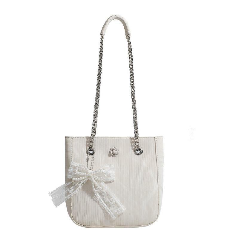 Autumn Tote Bag Lady Vertical Lace Bow Pendant Design Sense of Women's Bag
