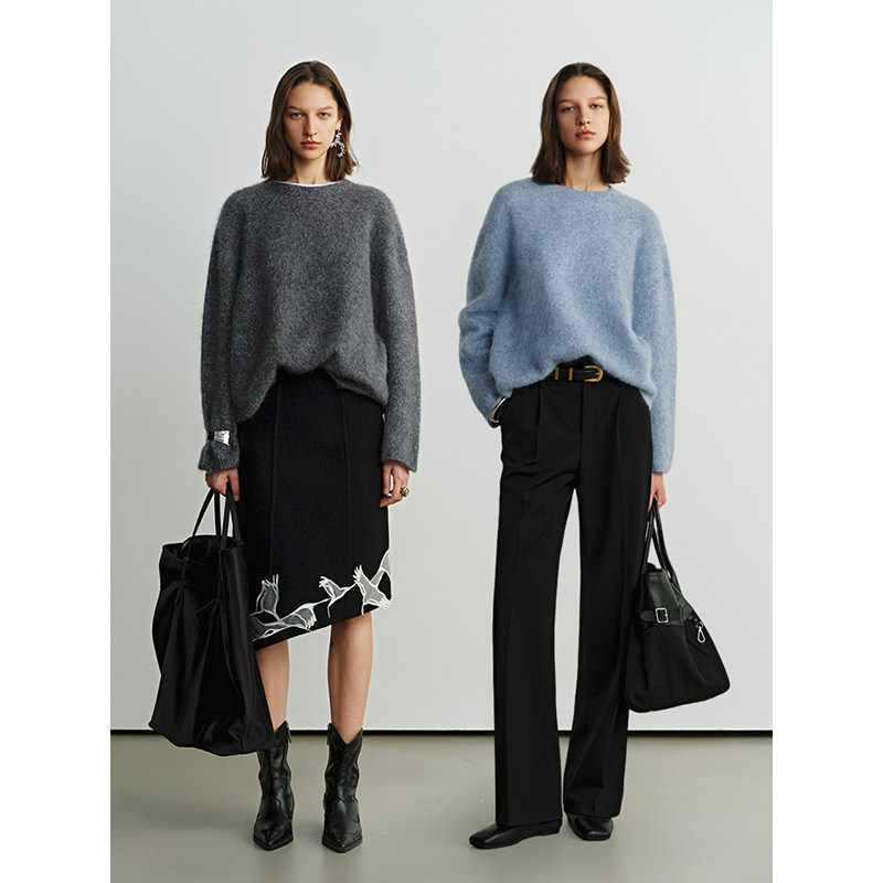 2026 Women's Loose Knit Pullover - Wool, Mulberry Silk, Cashmere Sweater with Brushed Yarn