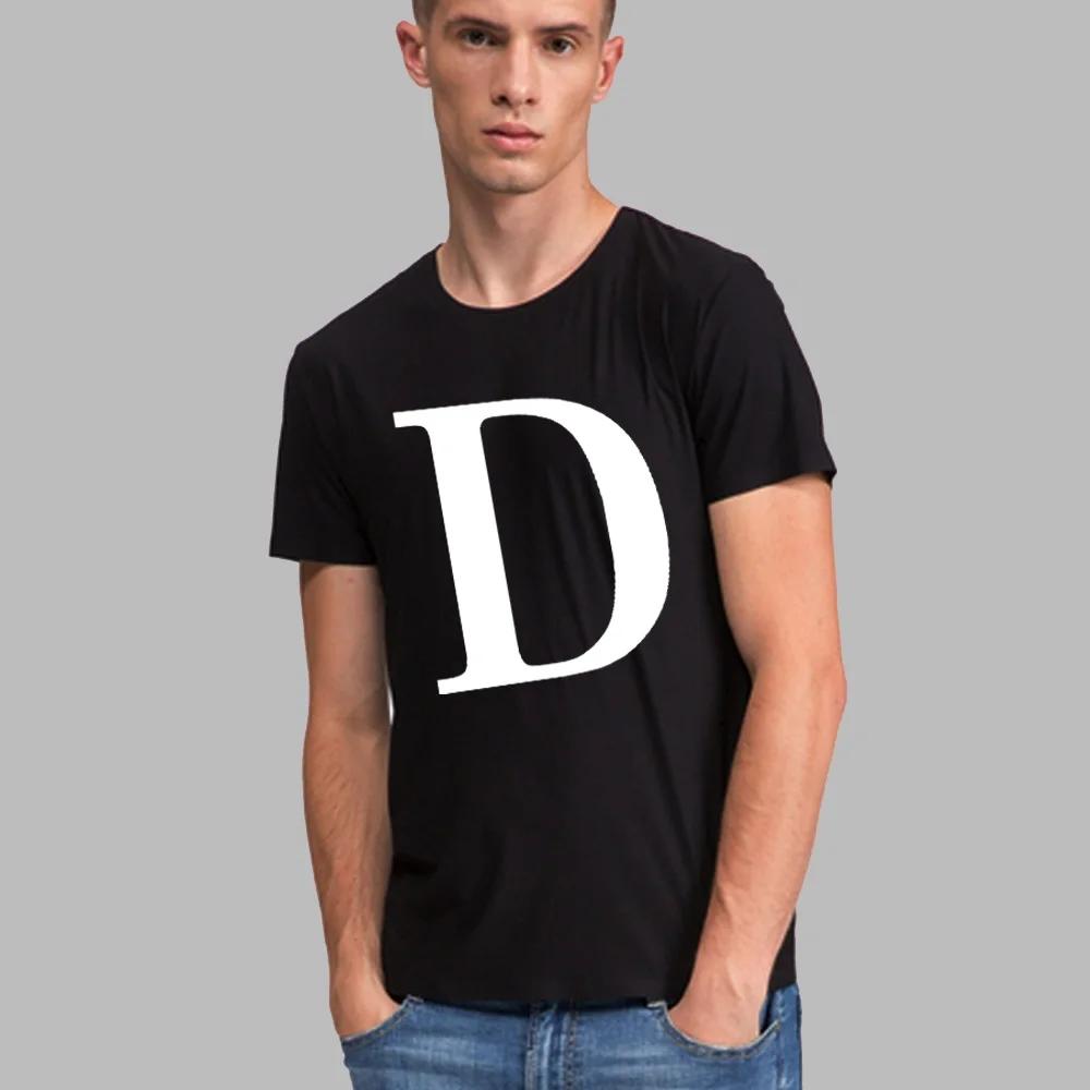Fashion T-shirt White English Letter Font A B C D E F G Short Sleeve Tops O-neck Black Casual T-shirt Clothing Commuter Tops