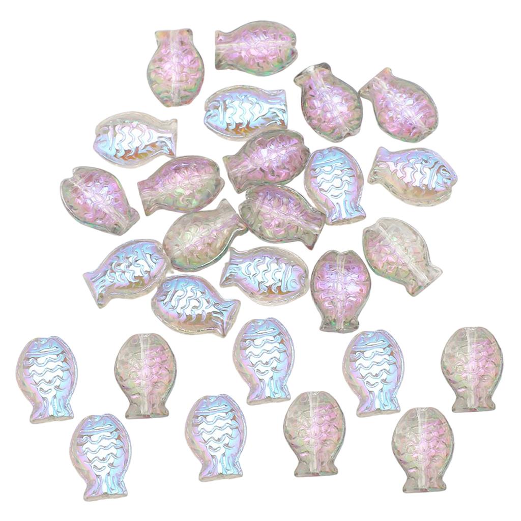 30Pcs Ocean Themed Crystal Glass Beads Fish Shape Glass Loose Beads Jewelry Making Beads Earrings Beads for Necklaces