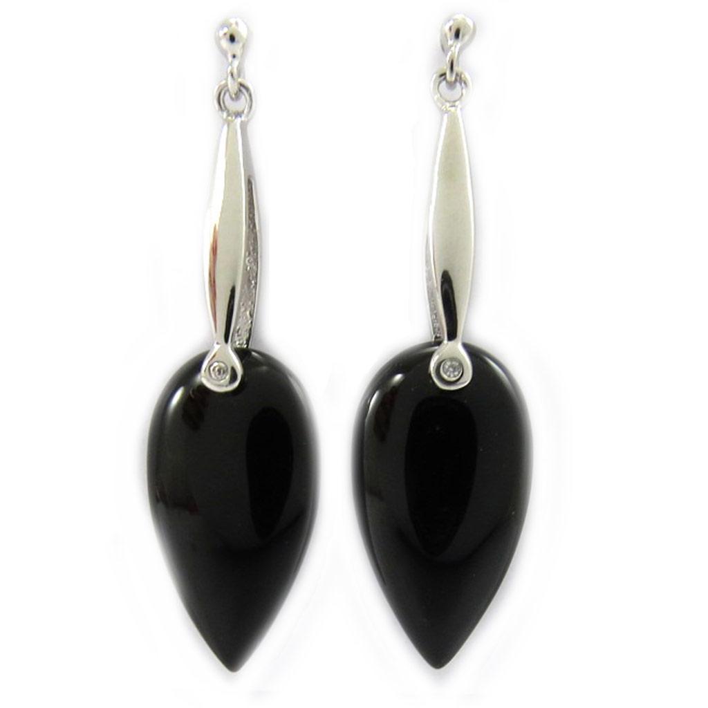 Les Trésors De Lily [G7880] - Boucles Argent 'Eva' noir argenté - 12x42 mm