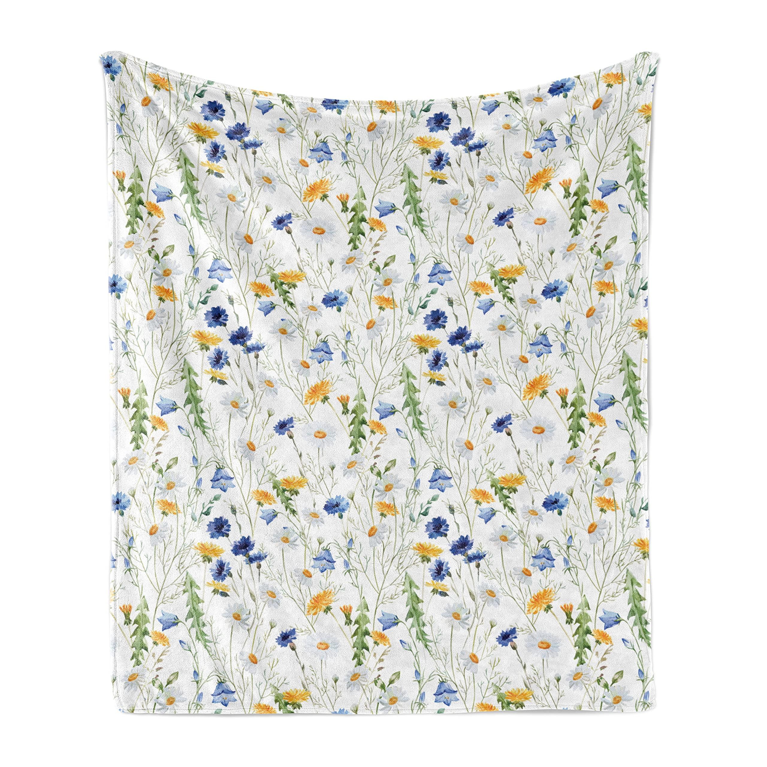 

Floral Blanket, Soft Cozy Flannel Fleece Cottagecore Wildflower Flower Throw Blanket for Home Bedroom Sofa Couch Chair Bed Decor 75x90cm