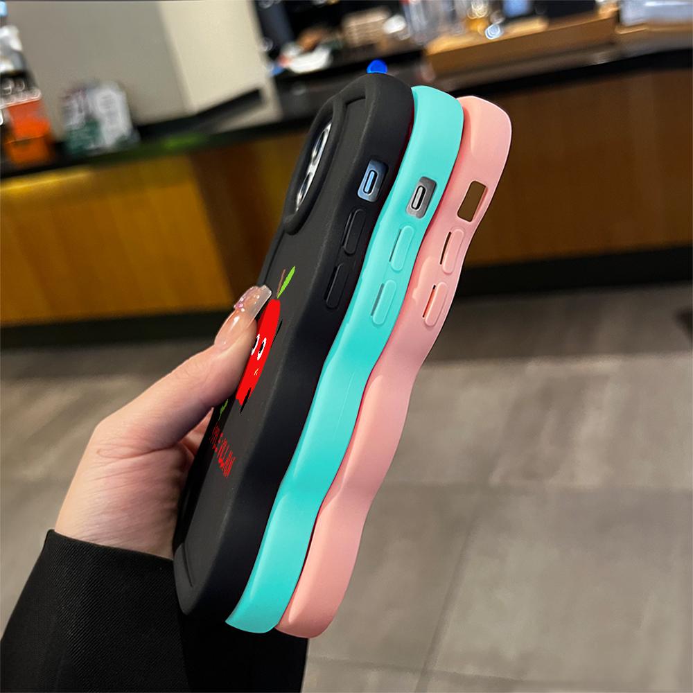 For iPhone Redmi 13 13C 14C Note 13 12 Pro Samsung A05 A06 A13 A14 A15 A16 Honor X6 X6a X8 X8a Cute Fruits Pattern Soft Silicone Wave Edge Phone Case