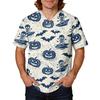 Men's Halloween Print V-Neck Short Sleeve Scrub Top with Pocket
