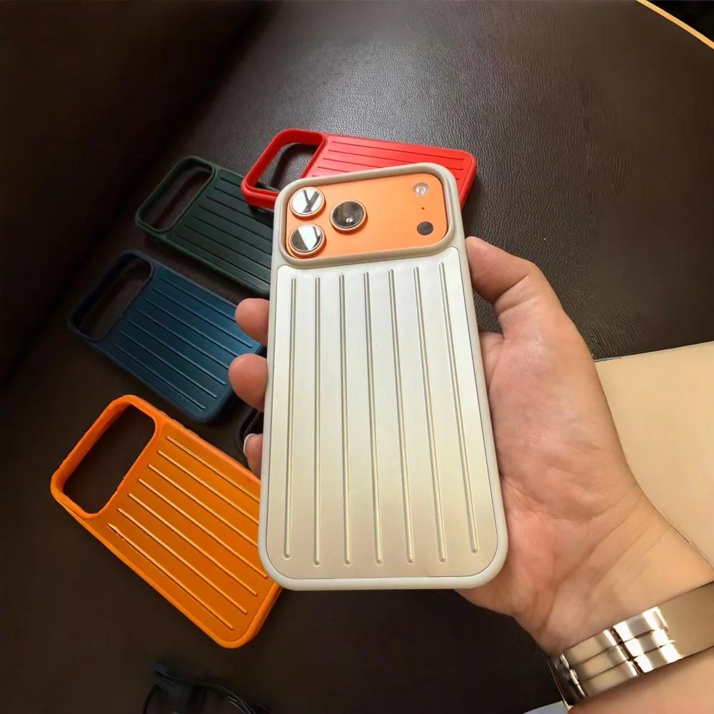 Husă de lux Sle Busines cu senzație de gheață din aliaj cu dungi ondulate 3D pentru IPhone 17 Pro Max 16 15 14 Pro Max Husă de protecție anti-cădere