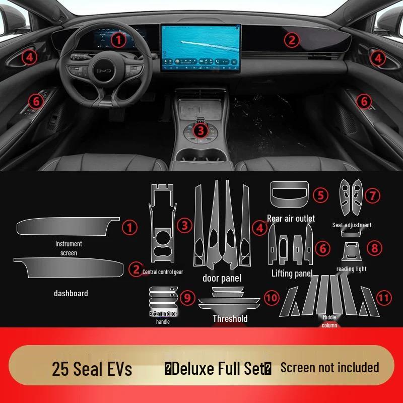 Transparent Interior Film for BYD Seal EVI Console Screens - Fits 25 Models