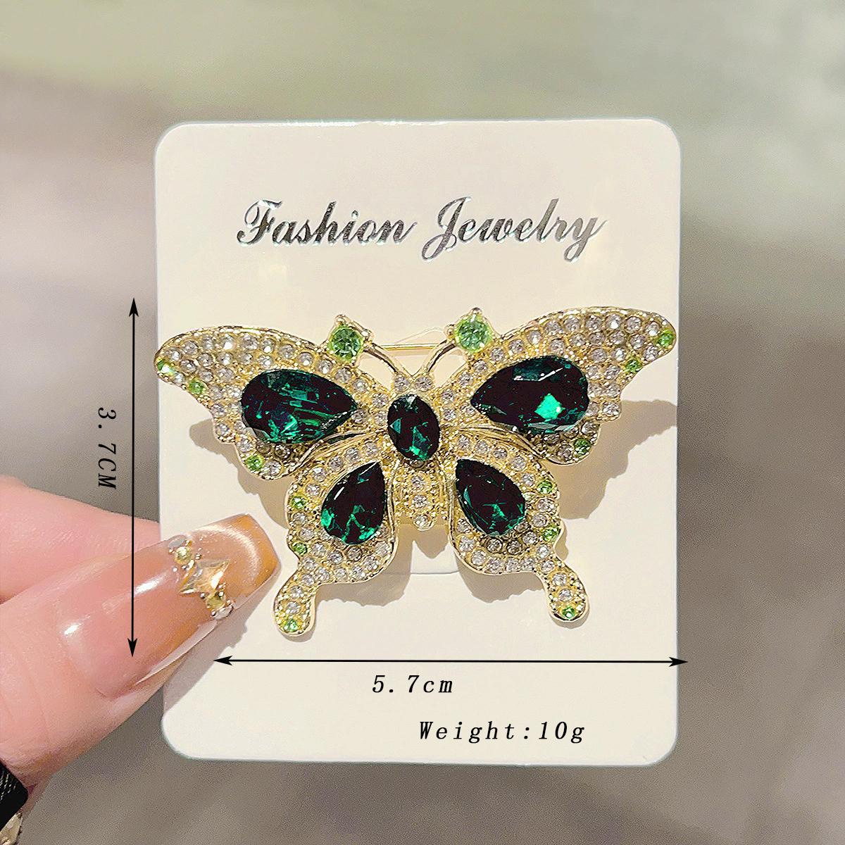 

Luxury Rhinestones Crystal Brooch Pins for Women Green Wings Butterfly Brooches Elegant Trendy Clothes Zircon Accessories Gift